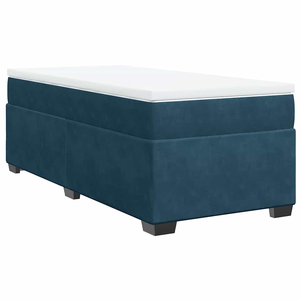Box spring krevet s madracem tamnoplavi 90x200 cm baršunasti