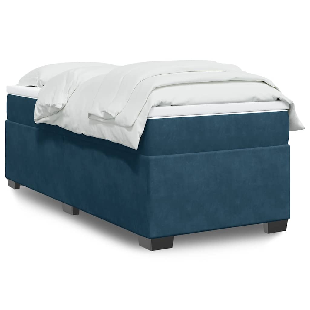 Box spring krevet s madracem tamnoplavi 90x200 cm baršunasti