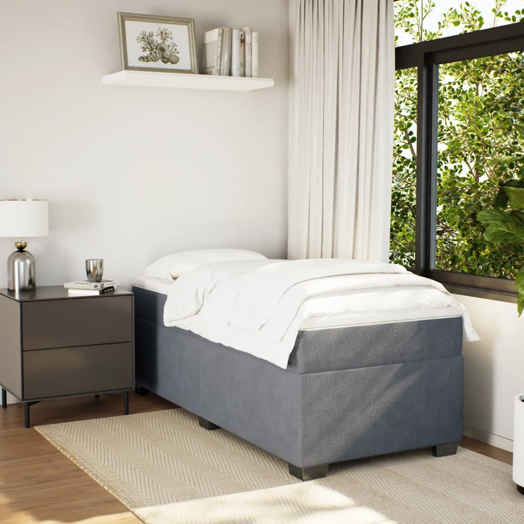 Box spring krevet s madracem tamnosivi 100x200 cm baršunasti