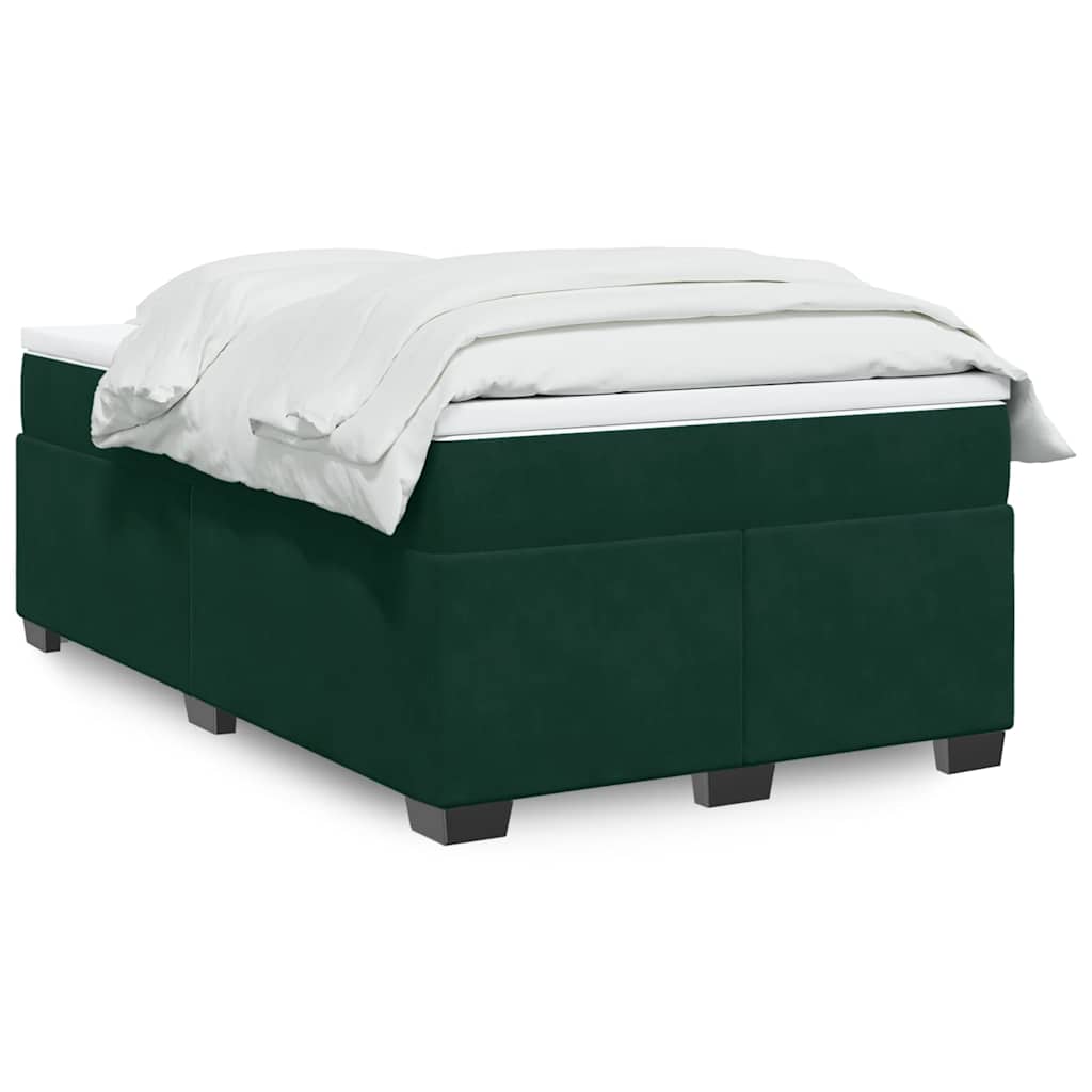 Krevet box spring s madracem tamnozeleni 120x190 cm baršunasti