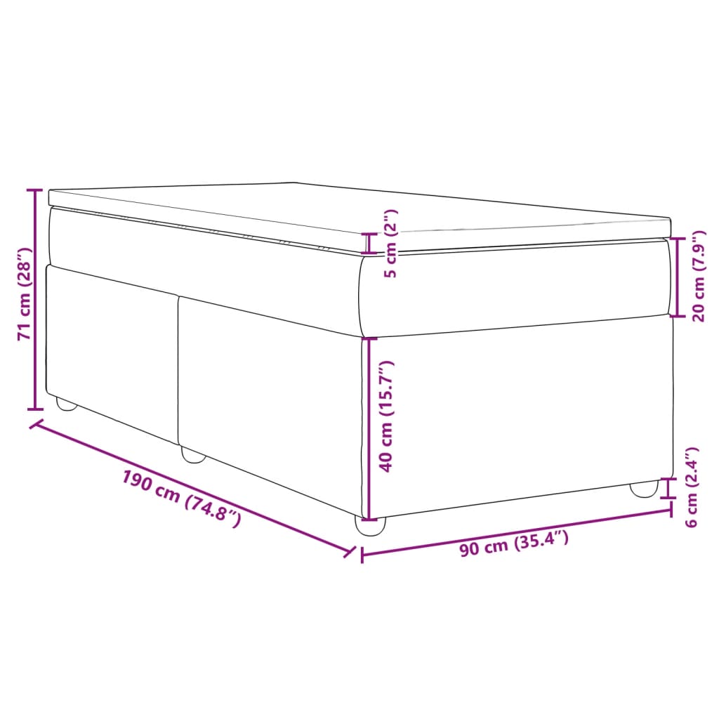 Box spring krevet s madracem svjetlosivi 90x190 cm od tkanine