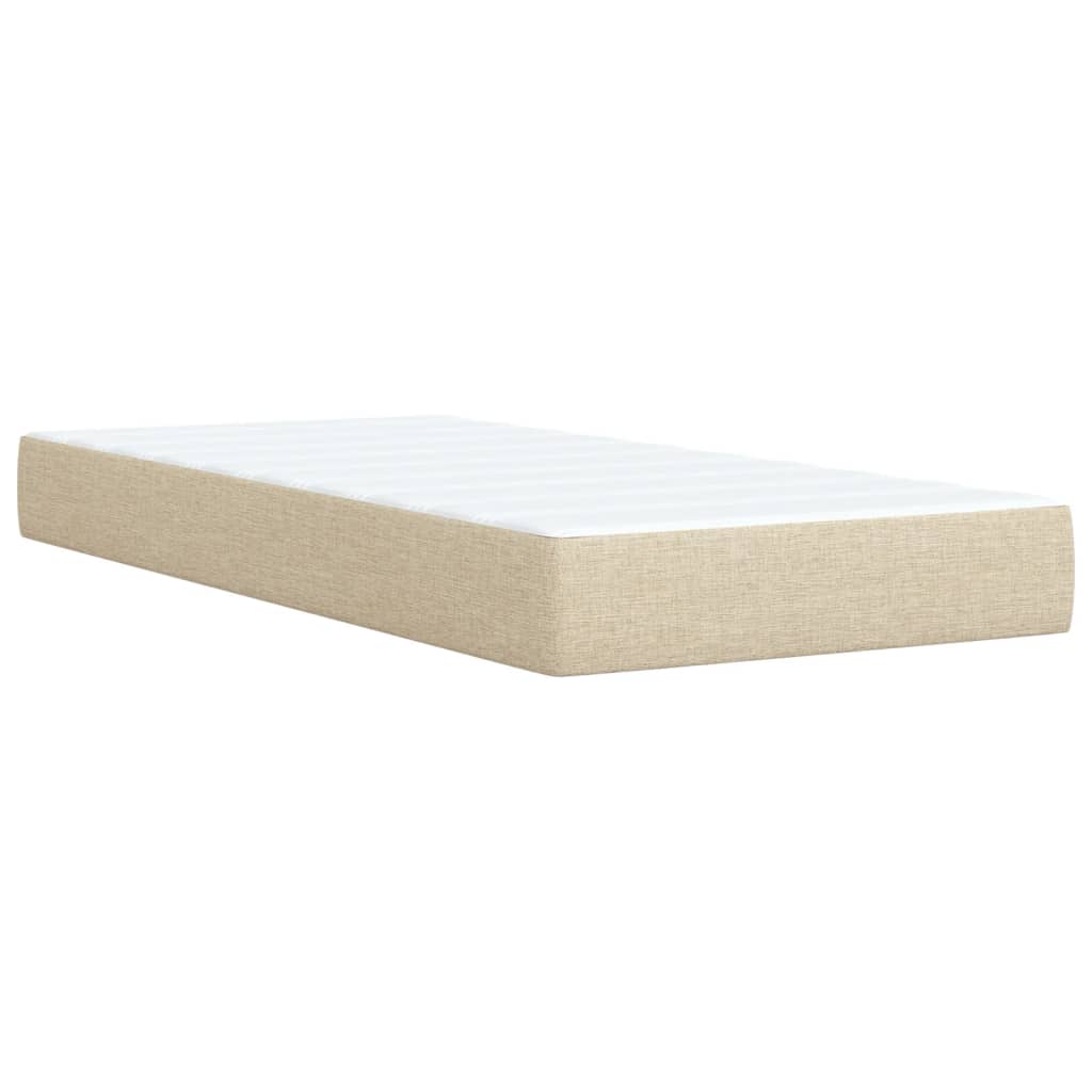 Krevet s oprugama i madracem krem 90 x 200 cm od tkanine