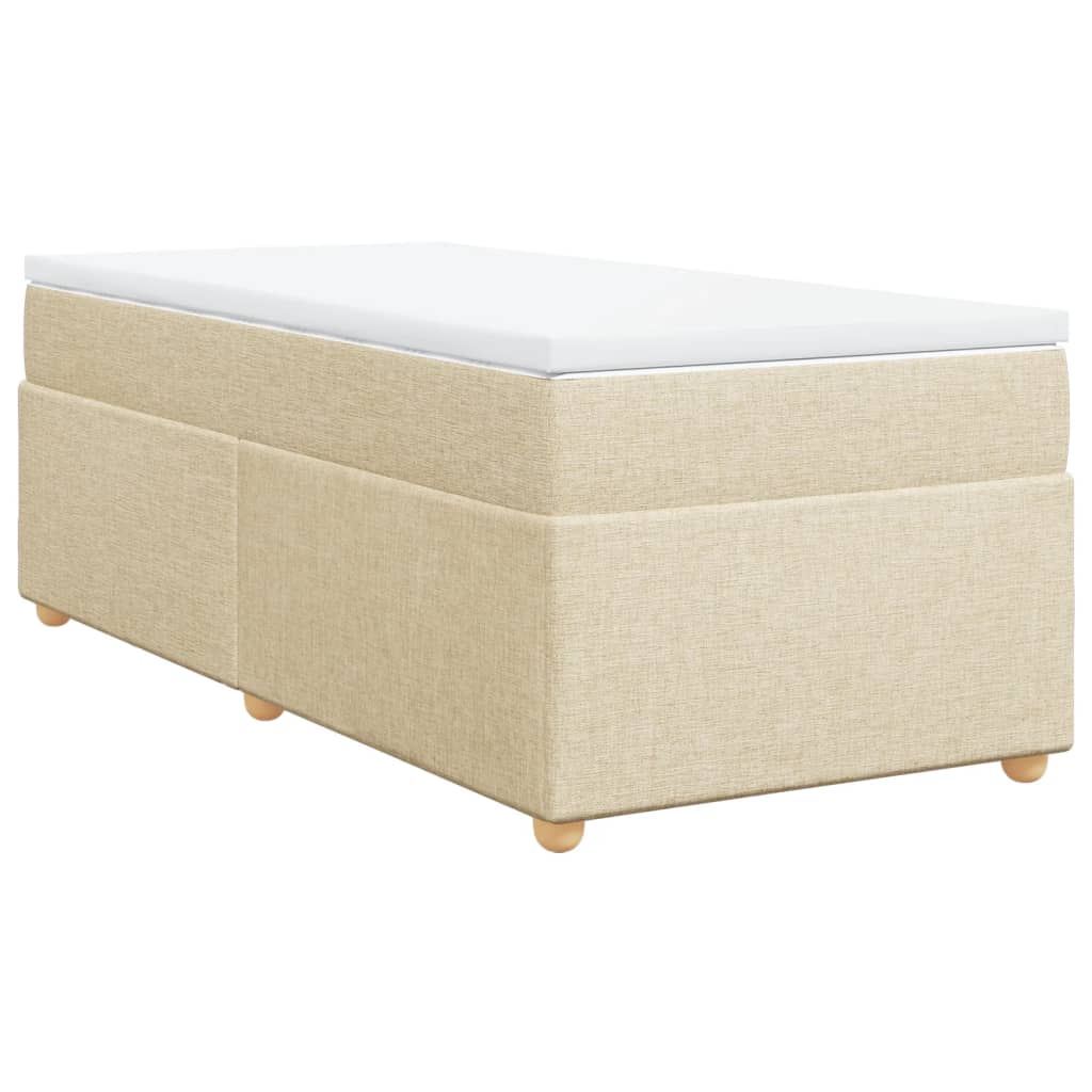 Krevet s oprugama i madracem krem 90 x 200 cm od tkanine