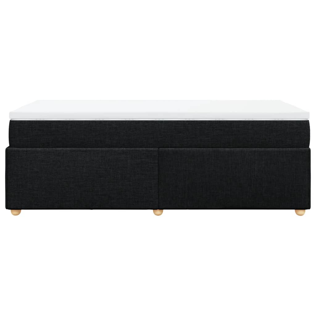 Krevet s oprugama i madracem crni 100 x 200 cm od tkanine
