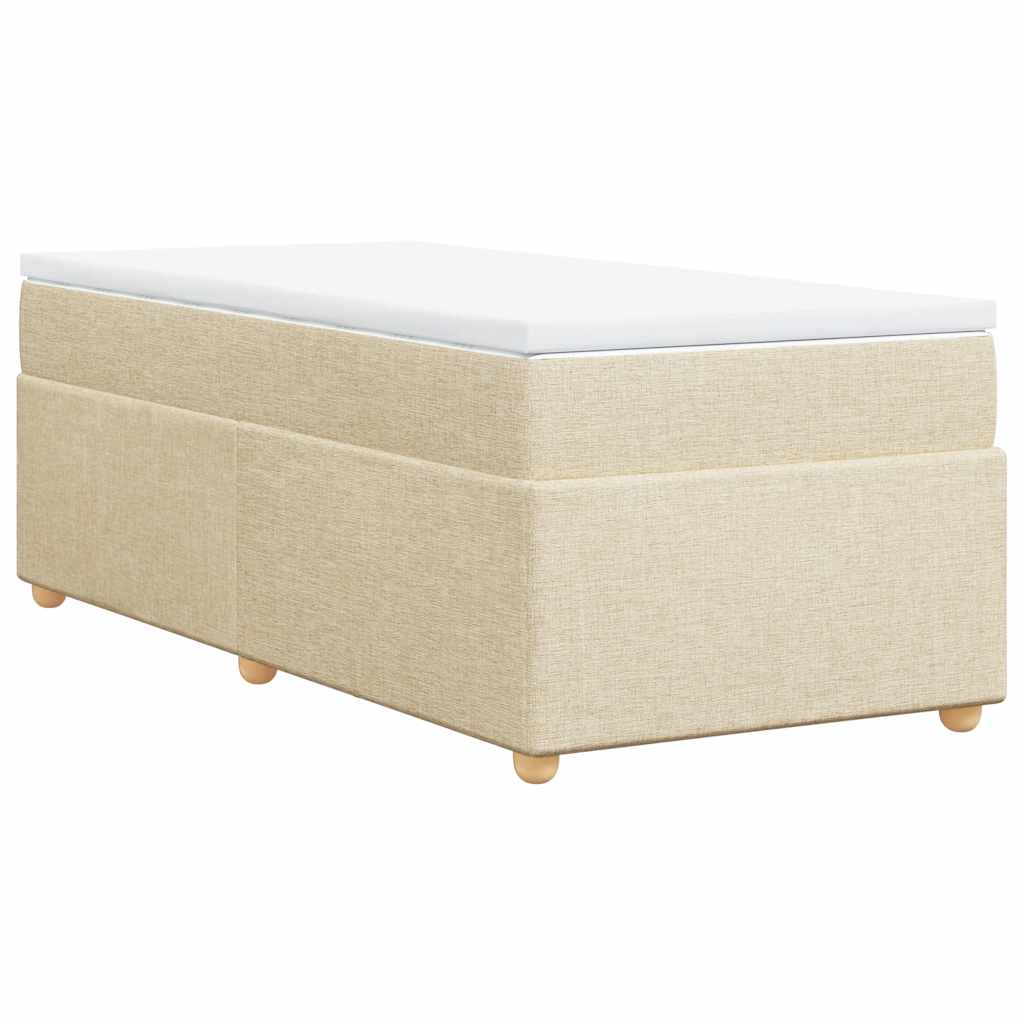 Krevet s oprugama i madracem krem 100 x 200 cm od tkanine