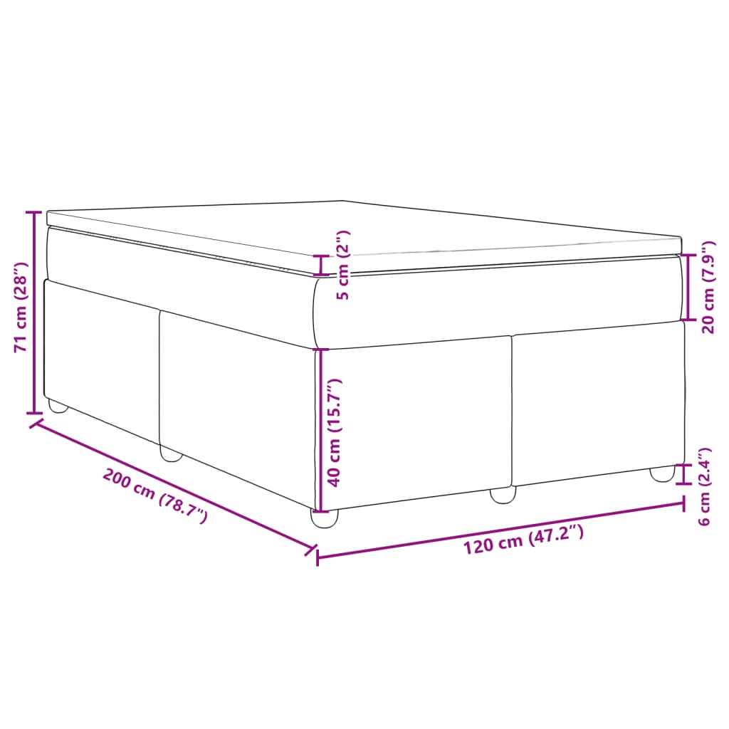 Krevet s oprugama i madracem krem 120 x 200 cm od tkanine