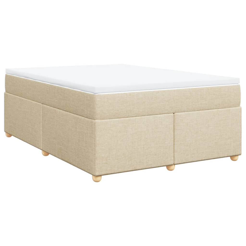 Krevet s oprugama i madracem krem 140 x 190 cm od tkanine