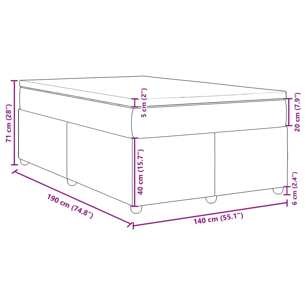 Krevet s oprugama i madracem krem 140 x 190 cm od tkanine