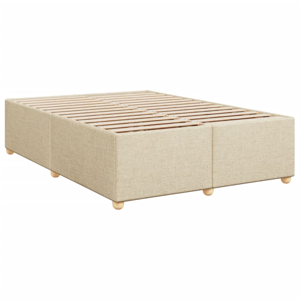 Krevet s oprugama i madracem krem 140 x 190 cm od tkanine