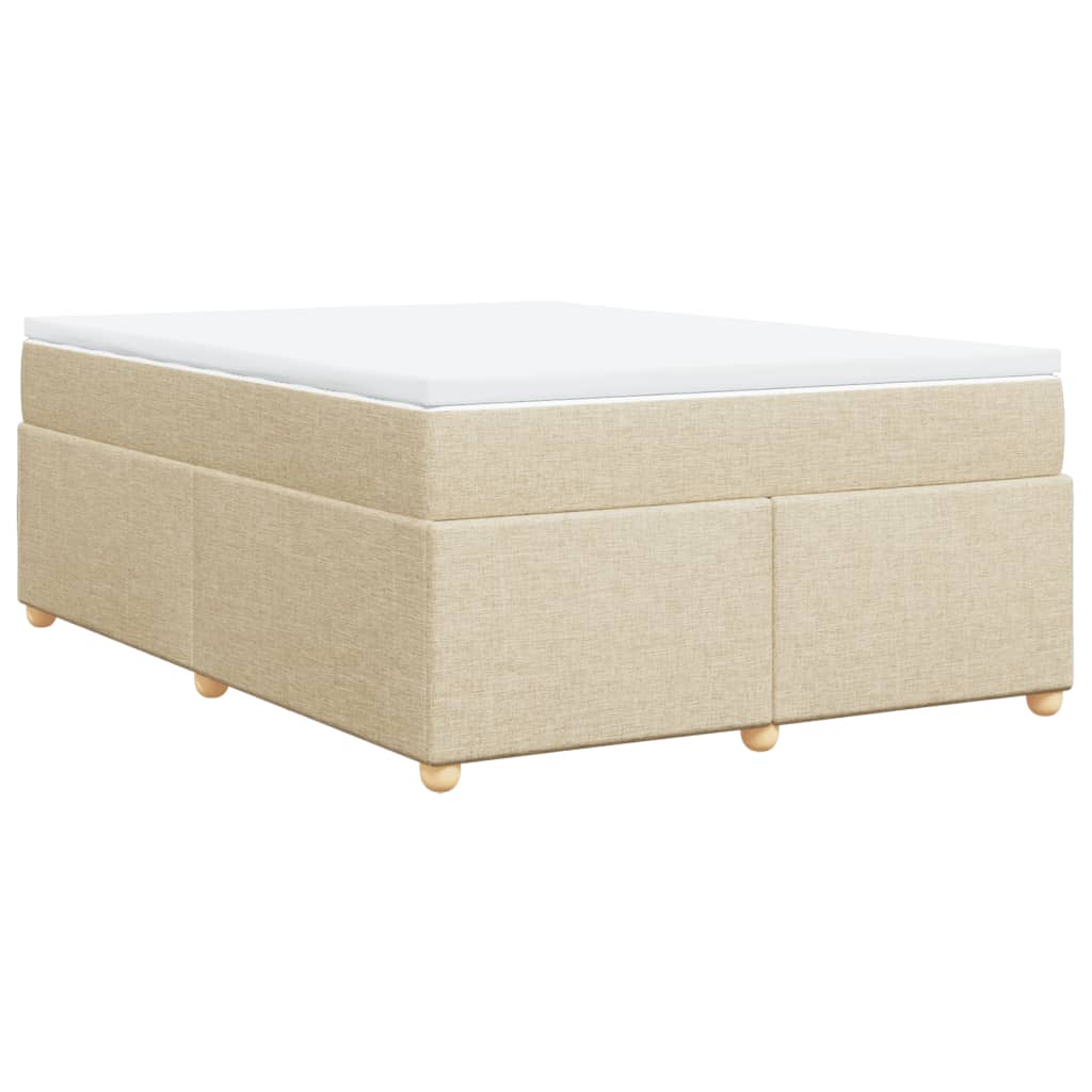 Krevet s oprugama i madracem krem 140 x 190 cm od tkanine