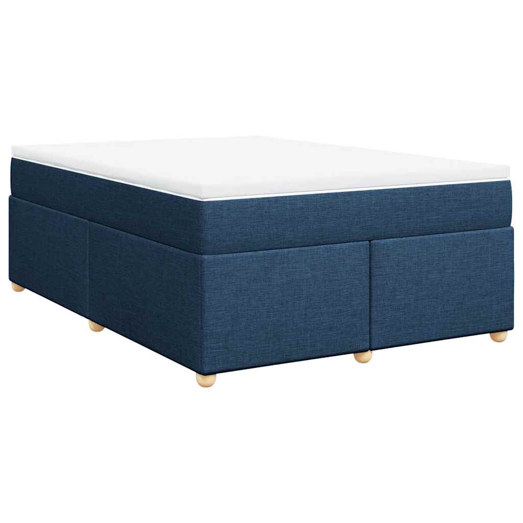 Krevet s oprugama i madracem plavi 140 x 190 cm od tkanine