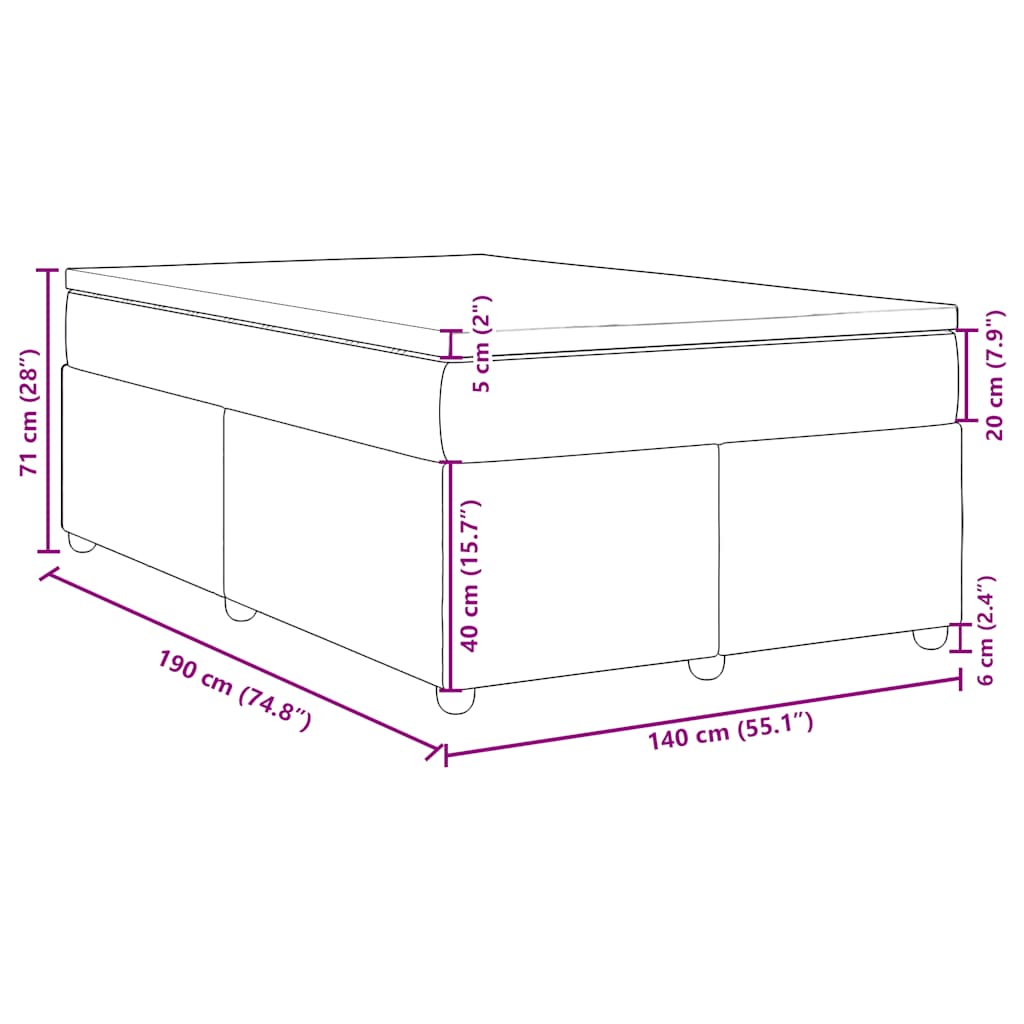 Krevet s oprugama i madracem plavi 140 x 190 cm od tkanine