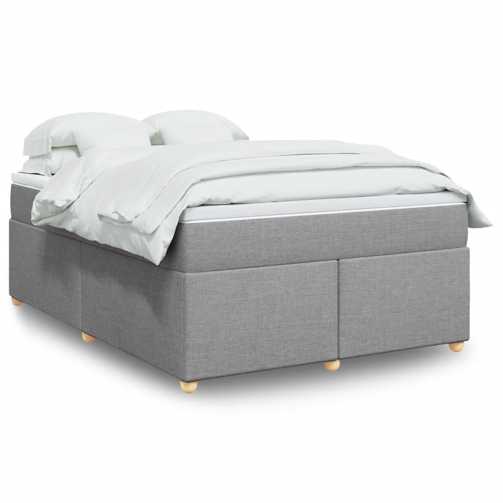 Krevet box spring s madracem svjetlosivi 140x200 cm od tkanine