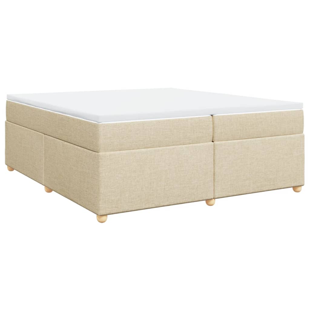 Krevet s oprugama i madracem krem 200 x 200 cm od tkanine