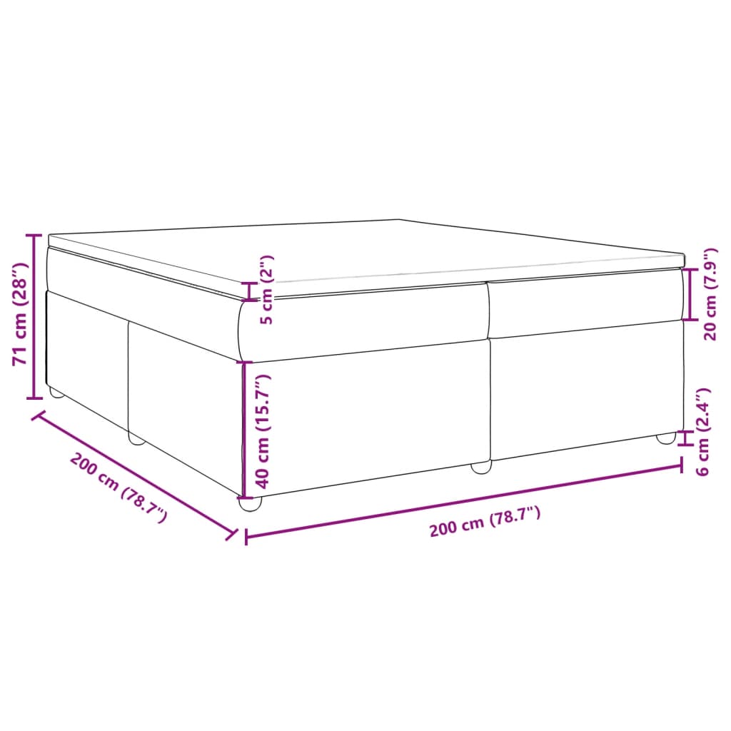 Krevet s oprugama i madracem krem 200 x 200 cm od tkanine