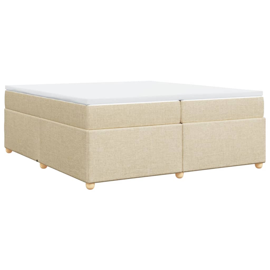 Krevet s oprugama i madracem krem 200 x 200 cm od tkanine