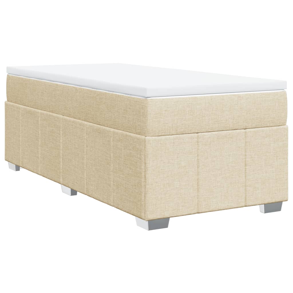 Krevet s oprugama i madracem krem 90 x 200 cm od tkanine