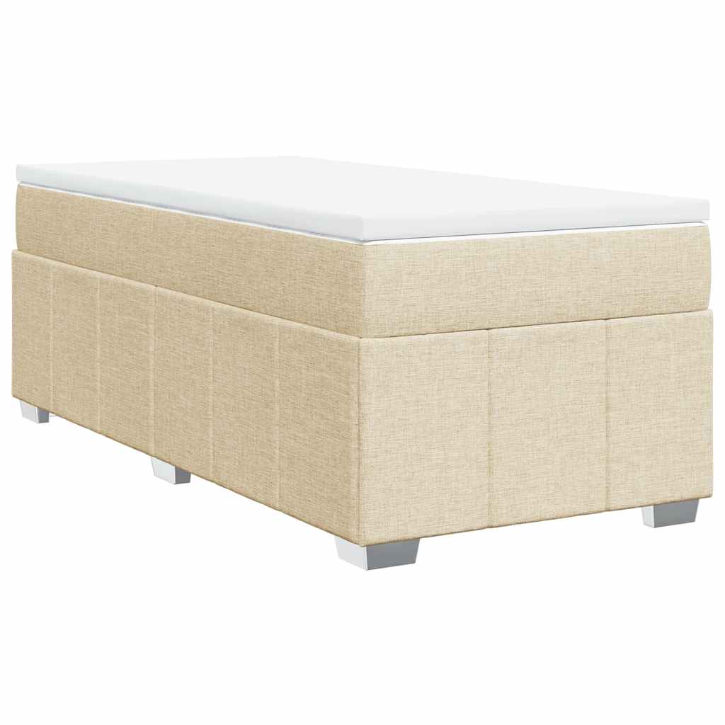 Krevet s oprugama i madracem krem 100 x 200 cm od tkanine