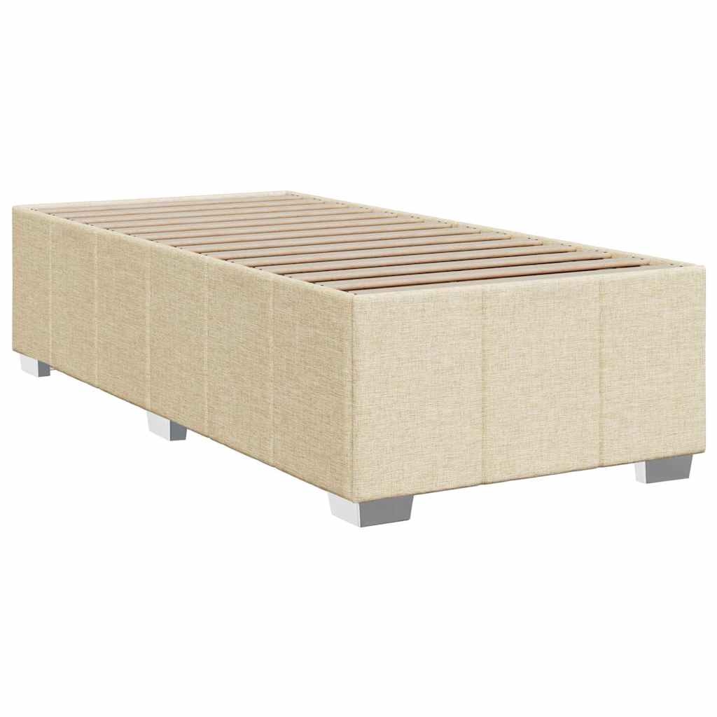 Krevet s oprugama i madracem krem 100 x 200 cm od tkanine