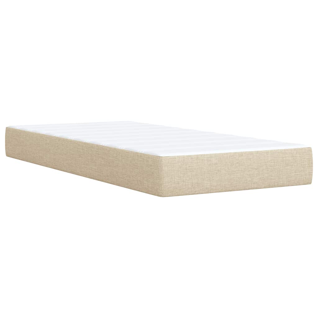 Krevet s oprugama i madracem krem 100 x 200 cm od tkanine