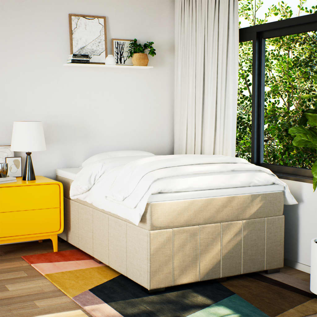 Krevet box spring s madracem krem 120 x 190 cm od tkanine