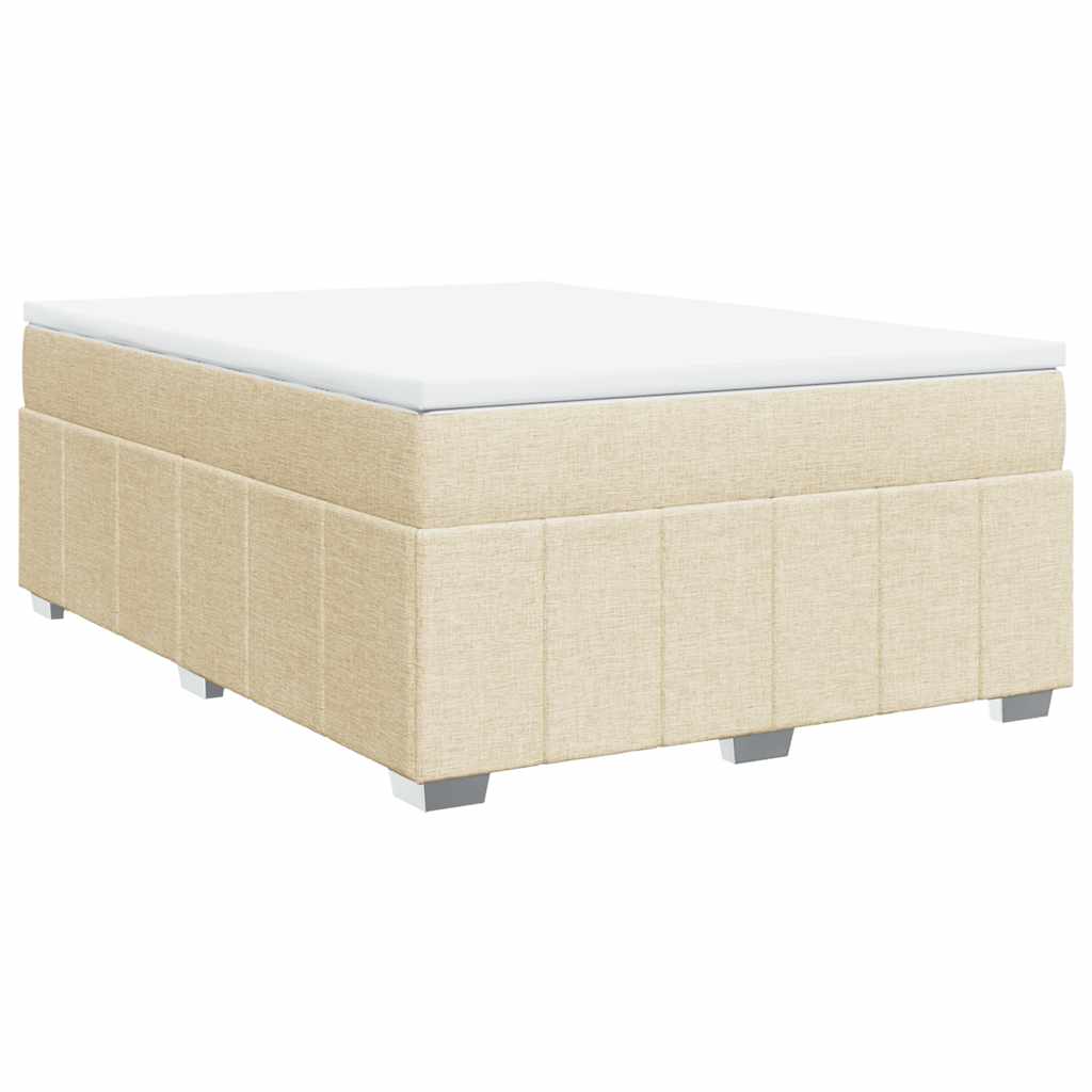 Krevet s oprugama i madracem krem 140 x 190 cm od tkanine