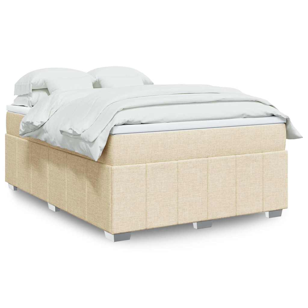 Krevet s oprugama i madracem krem 140 x 190 cm od tkanine
