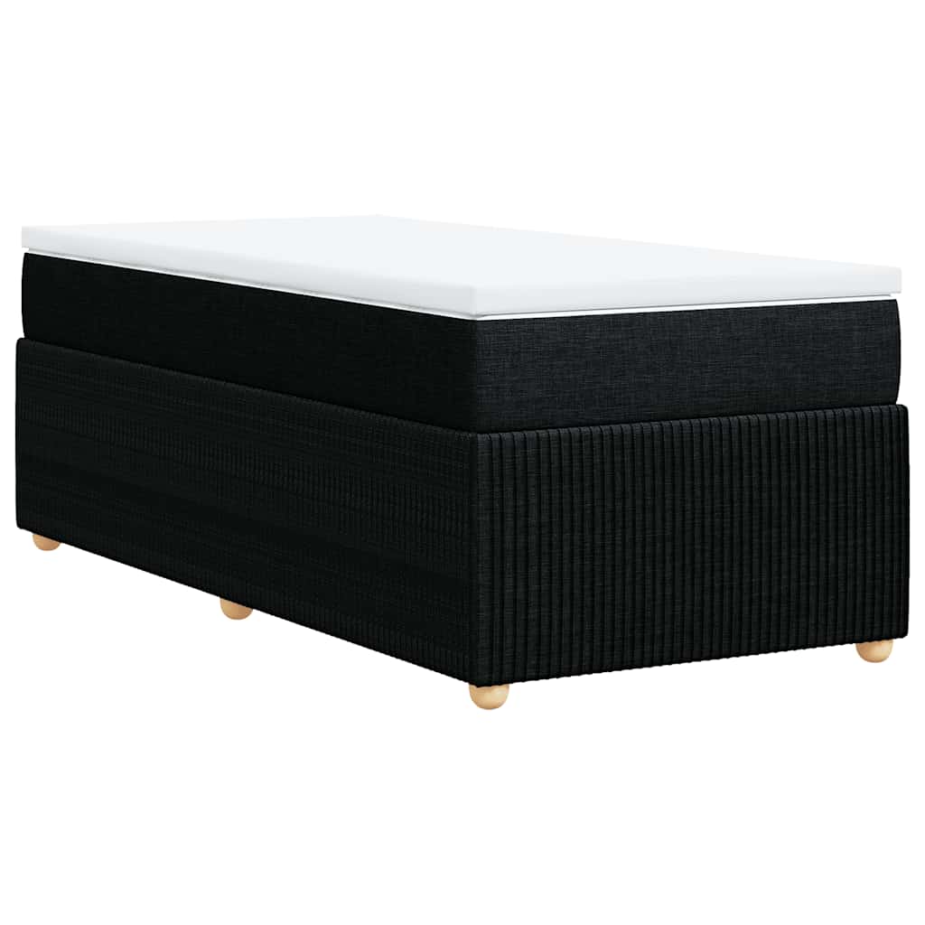 Krevet s oprugama i madracem crni 100 x 200 cm od tkanine