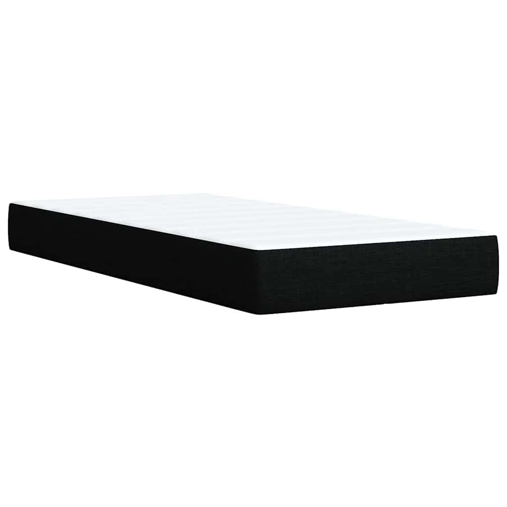 Krevet s oprugama i madracem crni 100 x 200 cm od tkanine