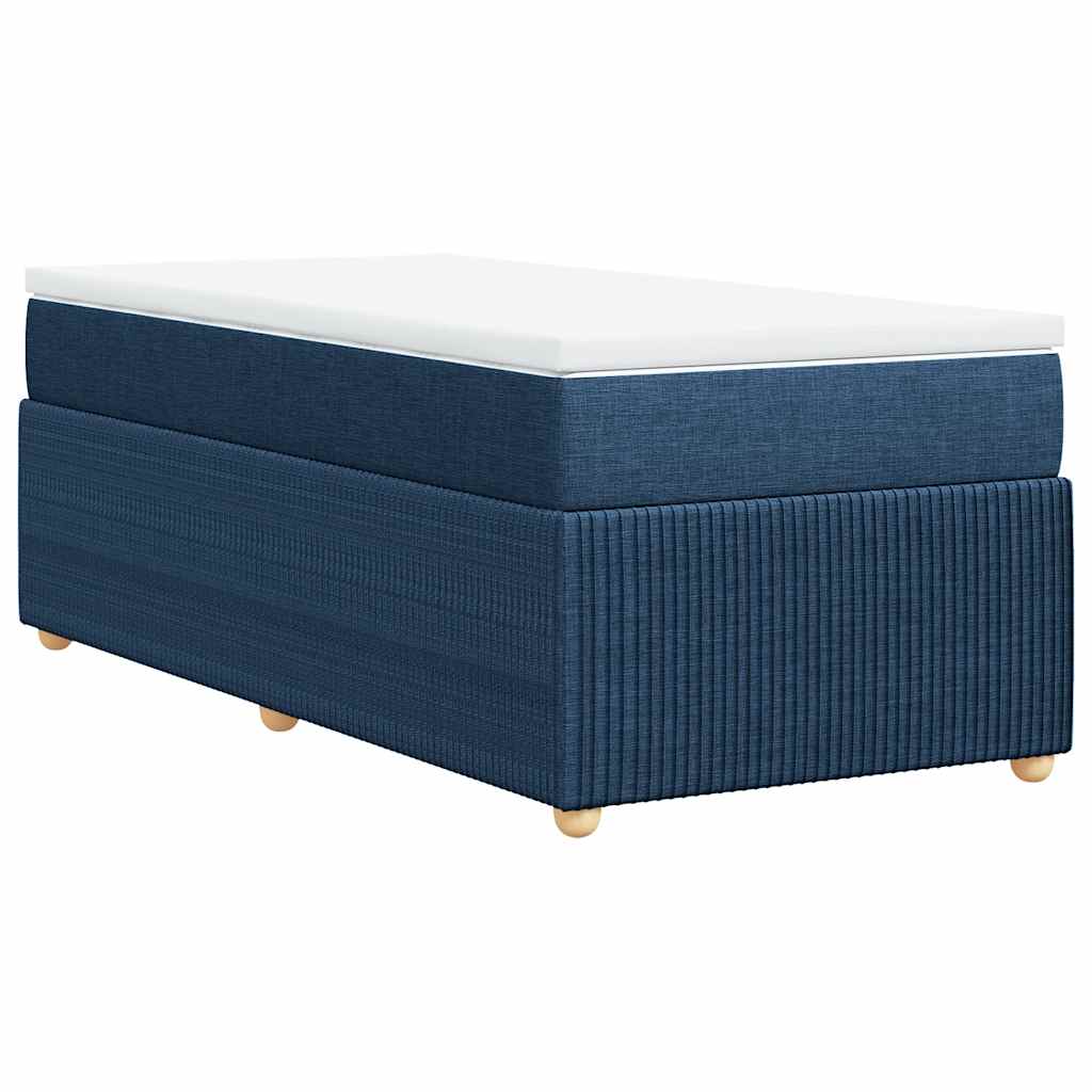 Krevet s oprugama i madracem plavi 100 x 200 cm od tkanine