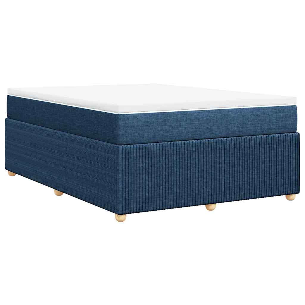 Krevet s oprugama i madracem plavi 140 x 190 cm od tkanine