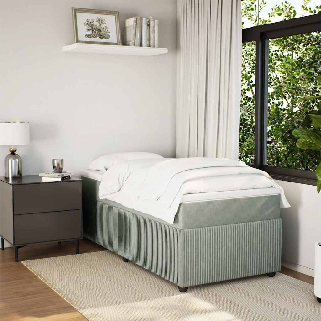 Box spring krevet s madracem svjetlosivi 80 x 200 cm baršunasti