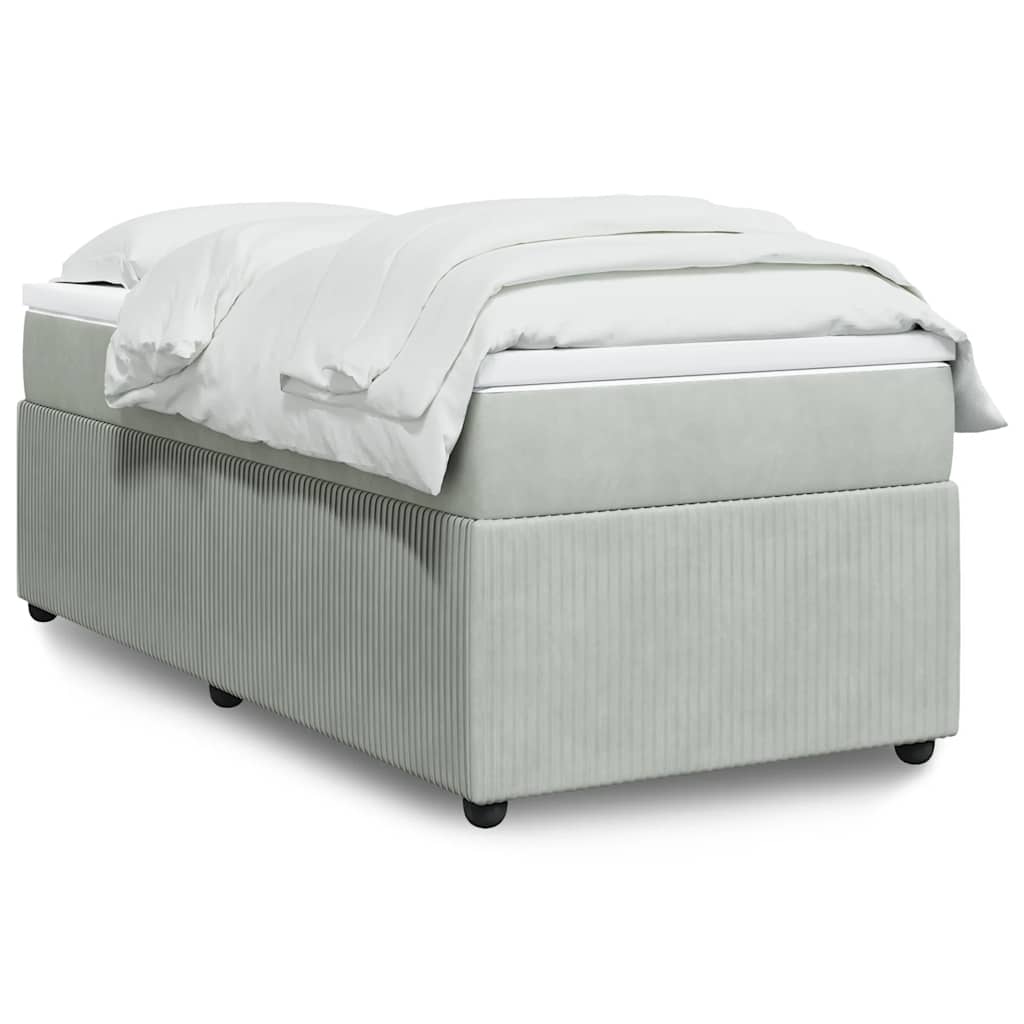 Box spring krevet s madracem svjetlosivi 90x190 cm baršunasti