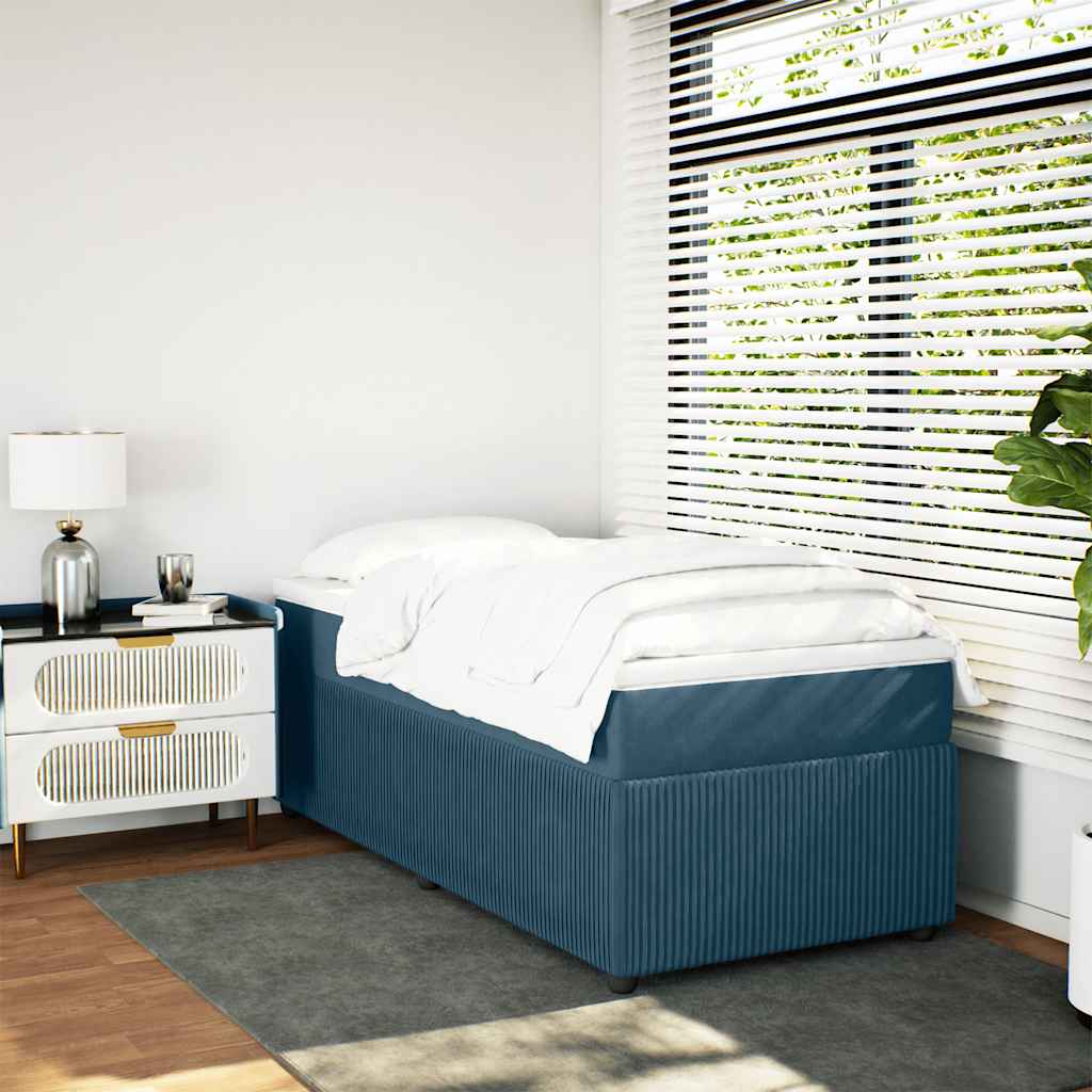 Box spring krevet s madracem tamnoplavi 90x200 cm baršunasti