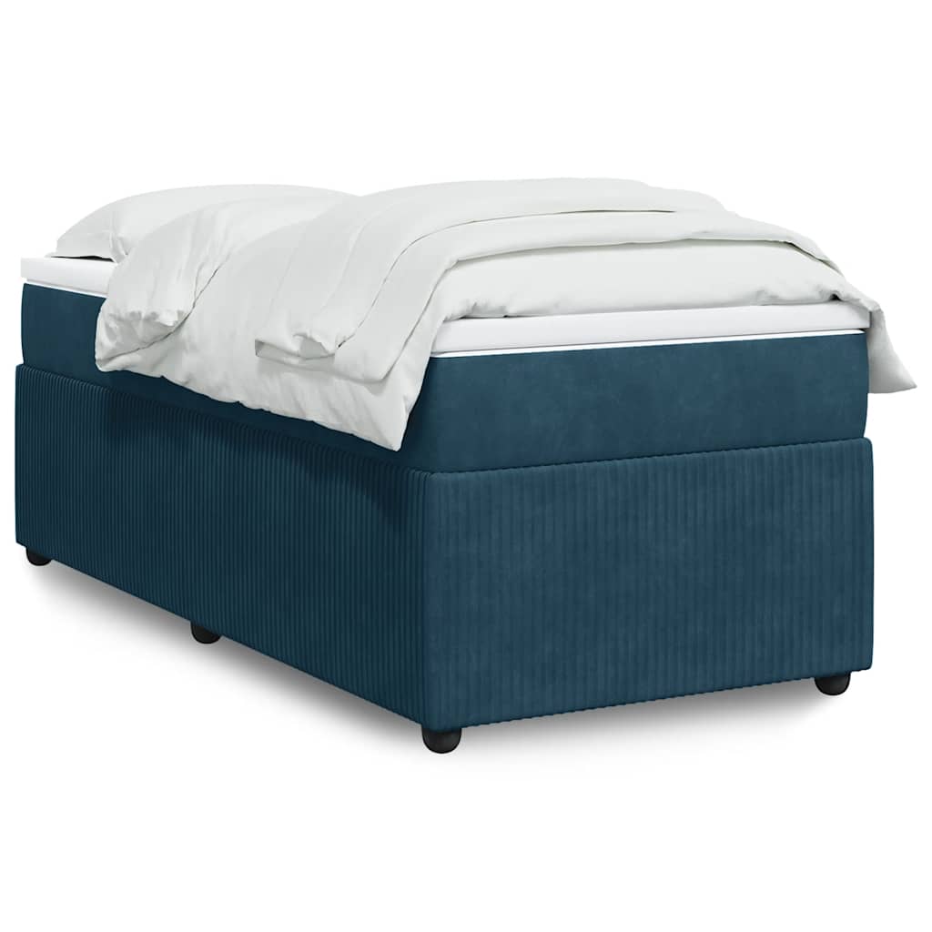 Box spring krevet s madracem tamnoplavi 90x200 cm baršunasti