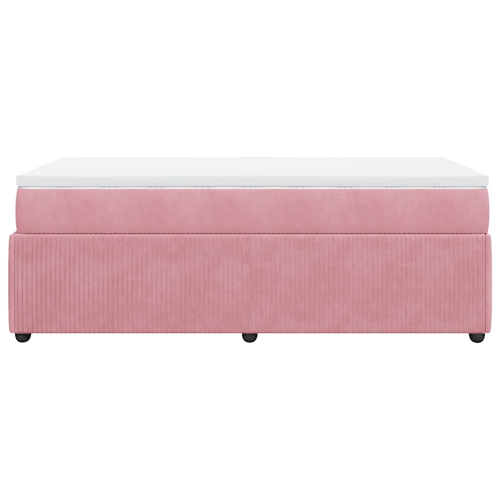 Box spring krevet s madracem ružičasti 90x200 cm baršunasti