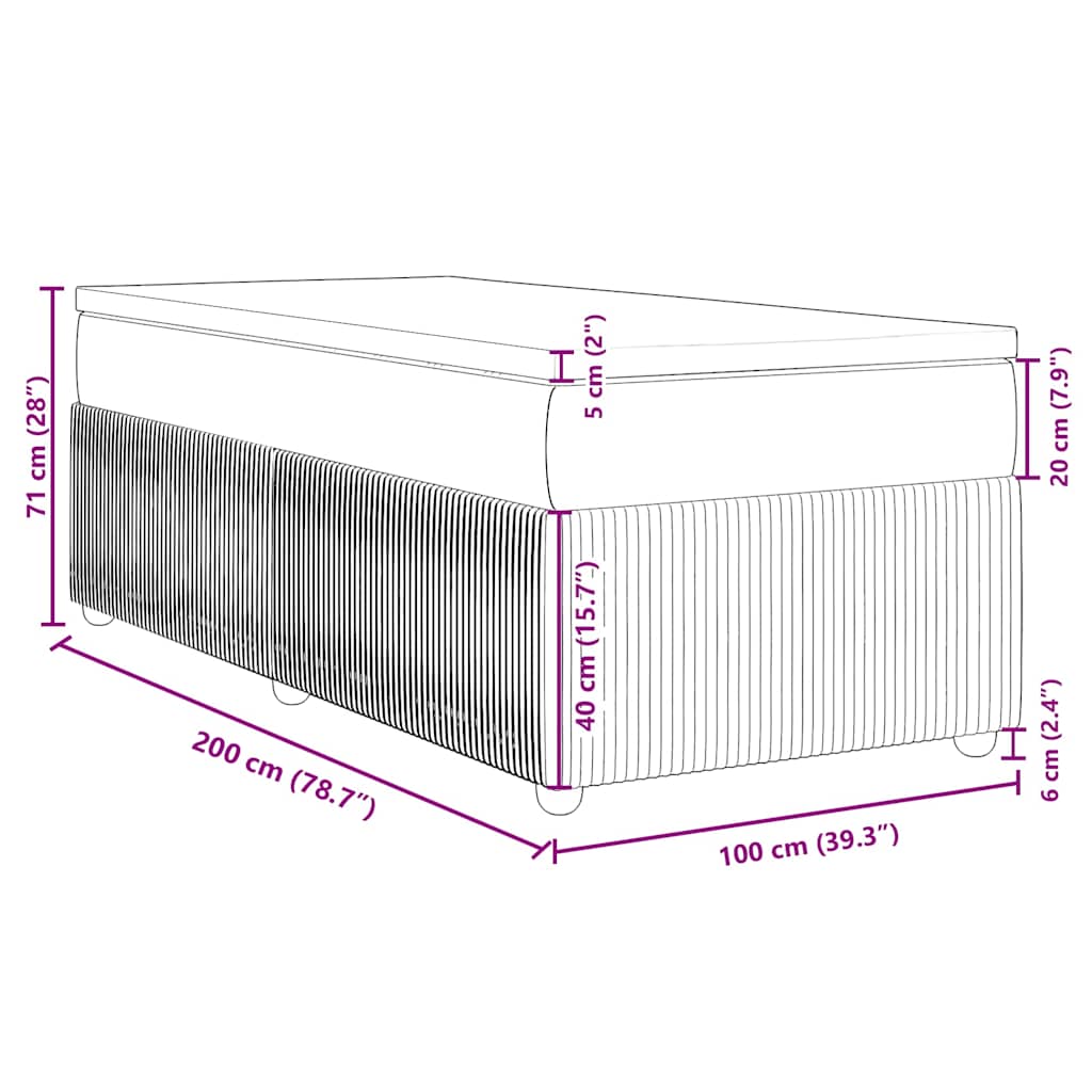 Box spring krevet s madracem ružičasti 100x200 cm baršunasti