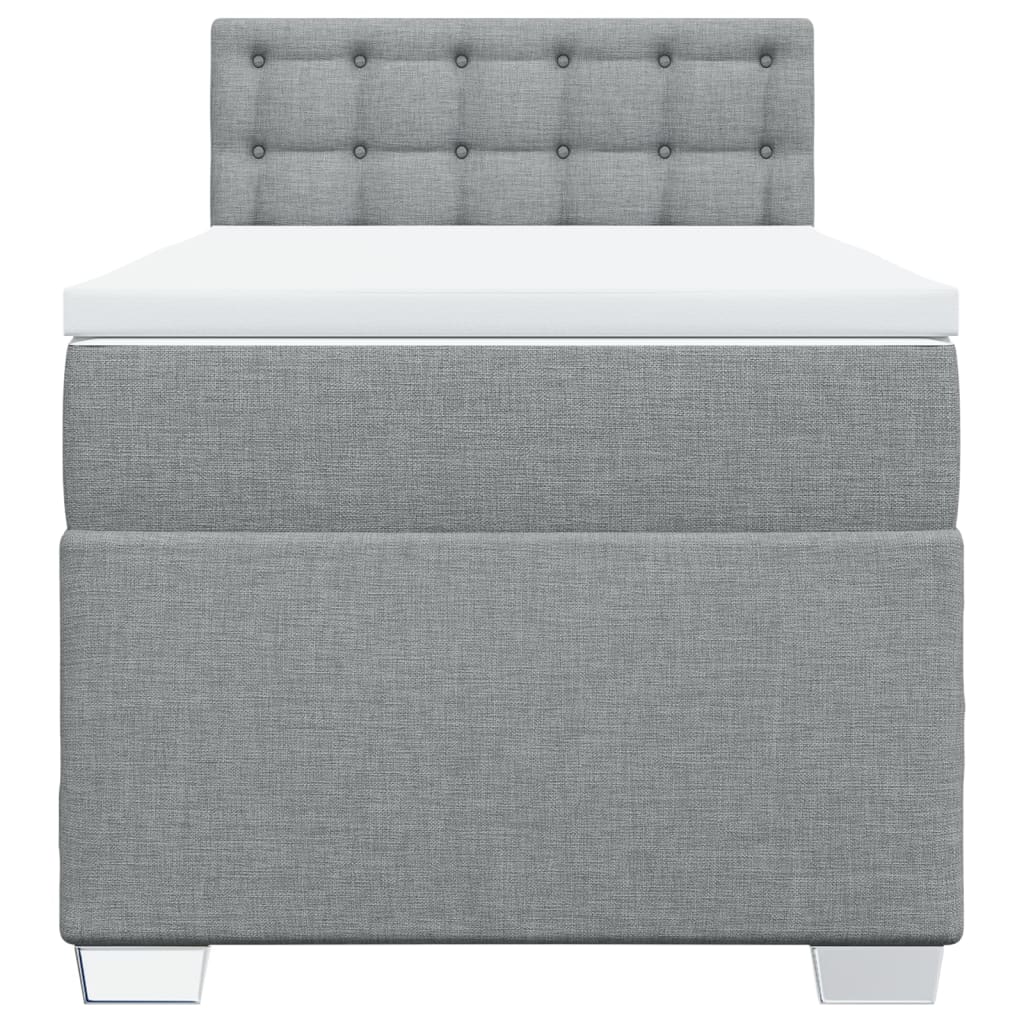 Box spring krevet s madracem svjetlosivi 90x190 cm od tkanine