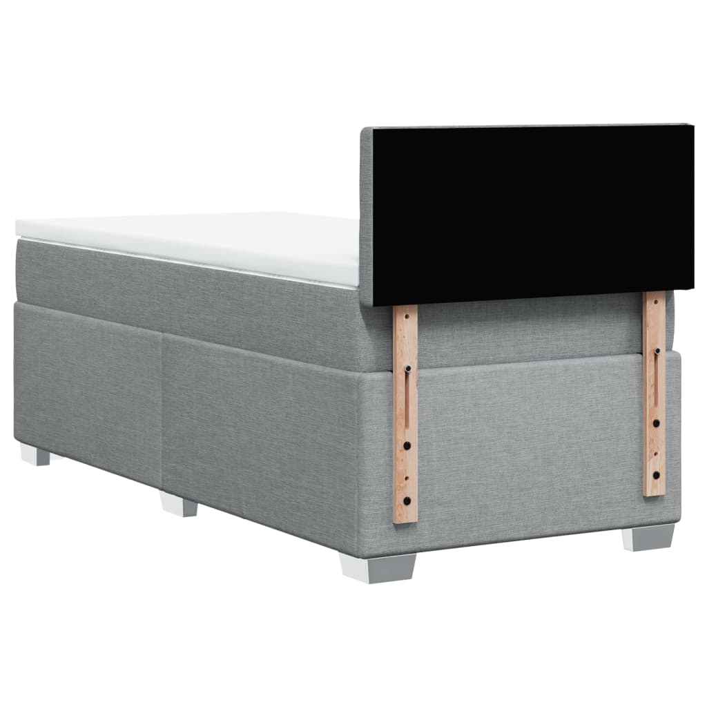 Box spring krevet s madracem svjetlosivi 90x190 cm od tkanine