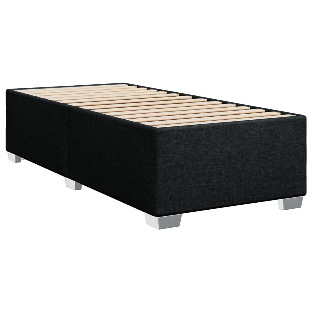 Krevet s oprugama i madracem crni 100 x 200 cm od tkanine