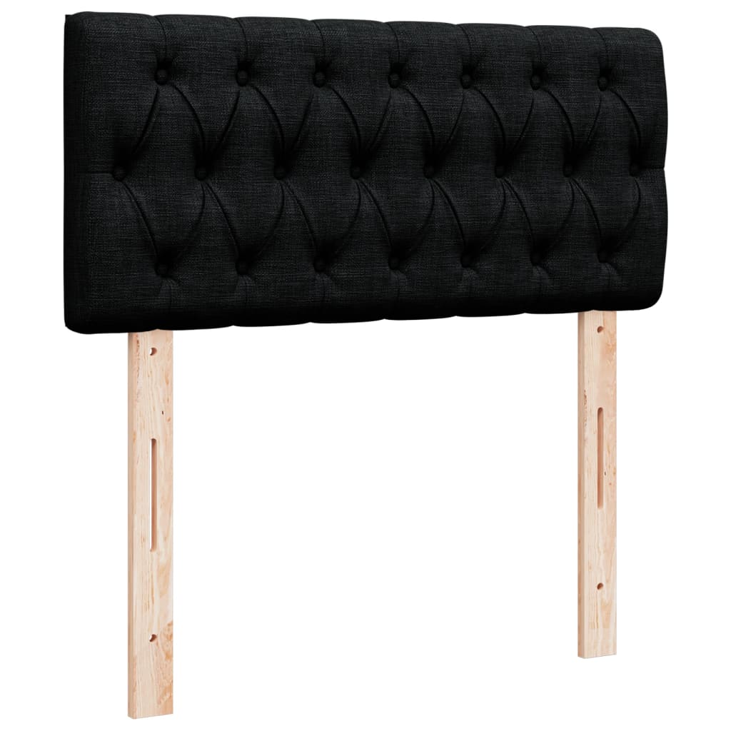 Krevet s oprugama i madracem crni 100 x 200 cm od tkanine