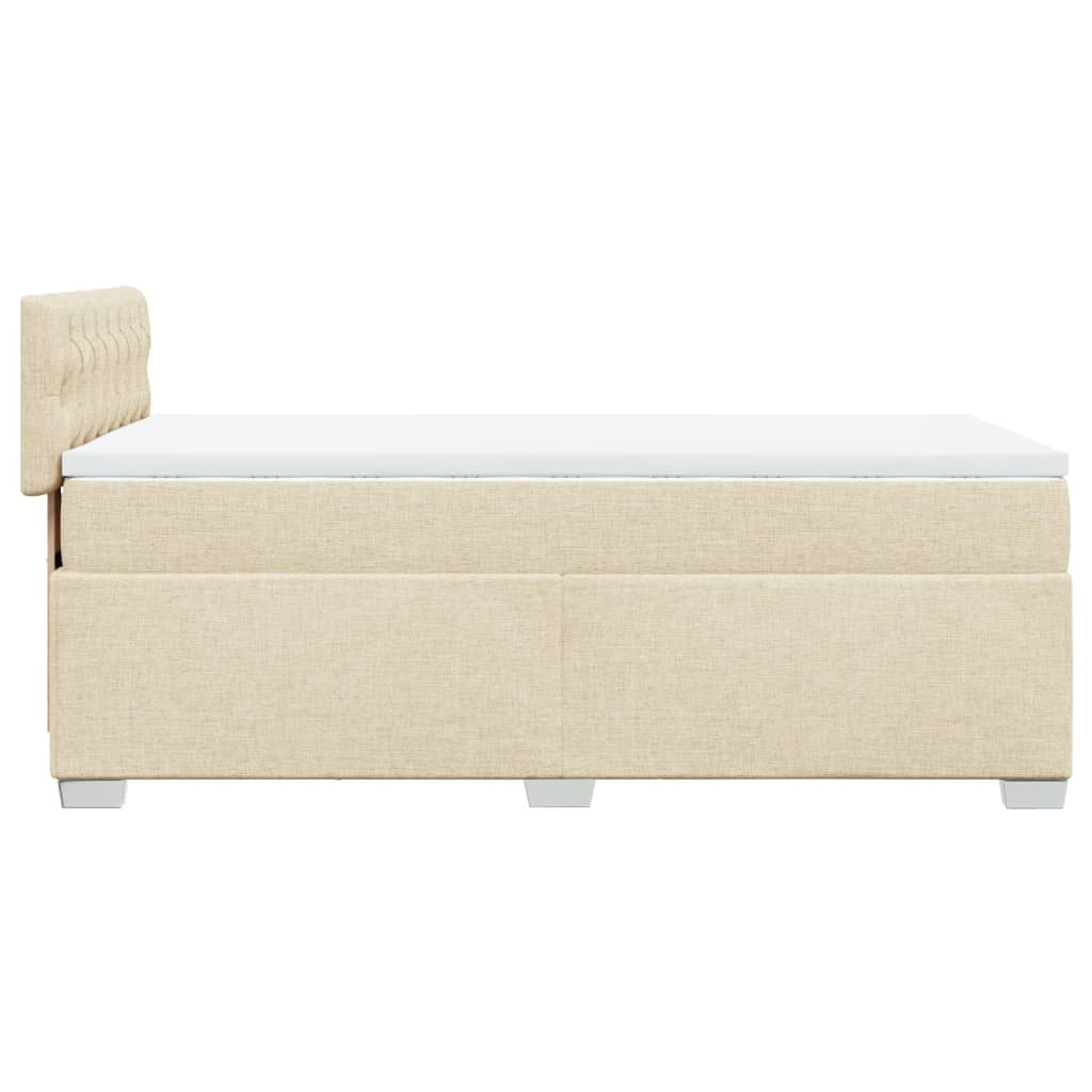 Krevet s oprugama i madracem krem 100 x 200 cm od tkanine