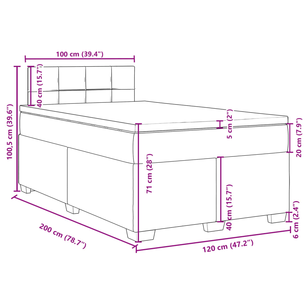 Krevet s oprugama i madracem plavi 120 x 200 cm od tkanine