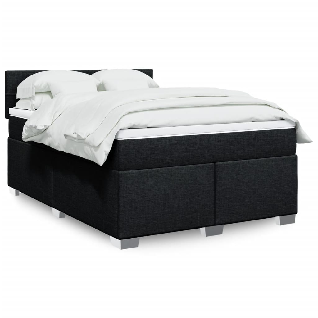 Krevet s oprugama i madracem crni 140 x 190 cm od tkanine