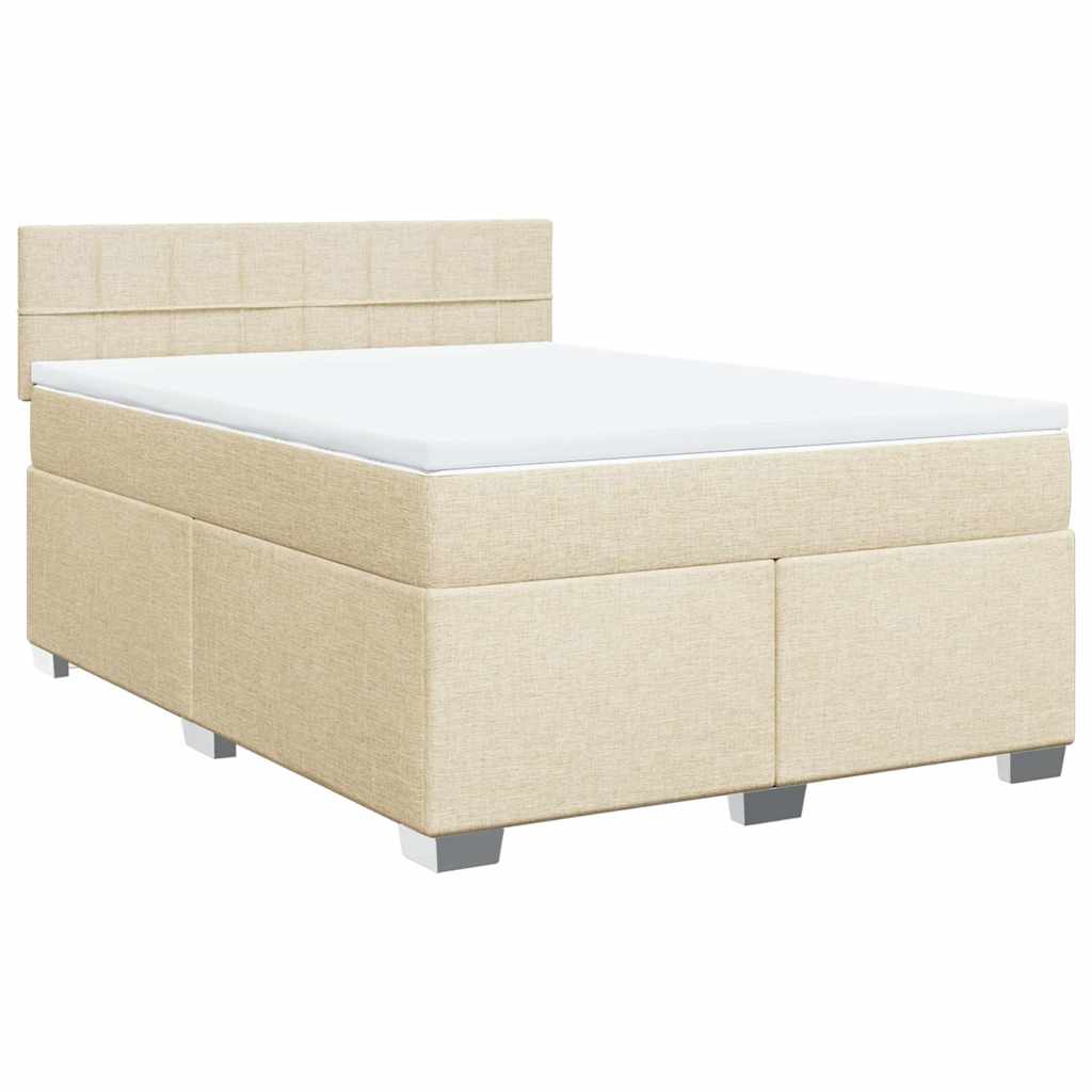 Krevet s oprugama i madracem krem 140 x 190 cm od tkanine