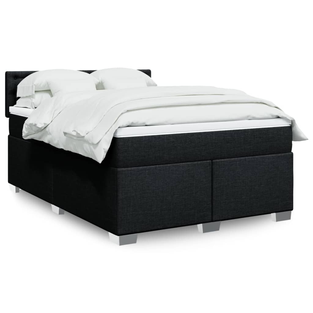 Krevet s oprugama i madracem crni 140 x 190 cm od tkanine
