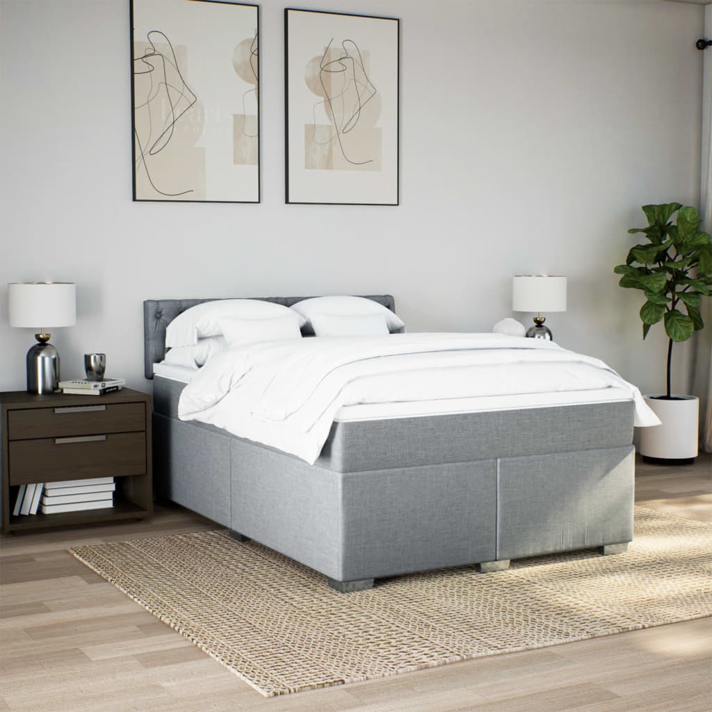 Krevet box spring s madracem svjetlosivi 140x200 cm od tkanine