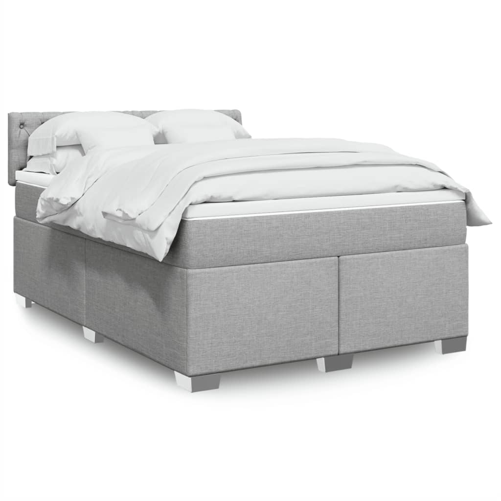 Krevet box spring s madracem svjetlosivi 140x200 cm od tkanine