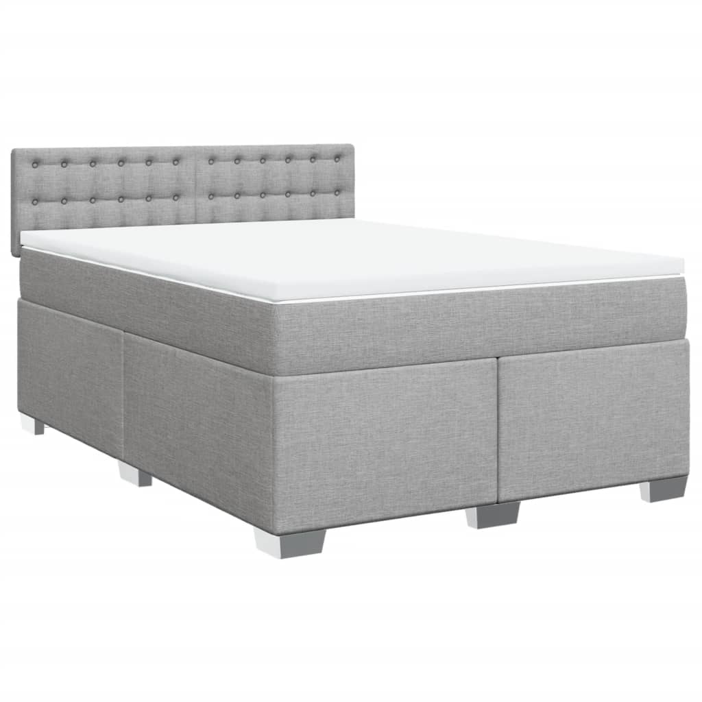 Krevet box spring s madracem svjetlosiva 160x200 cm tkanina
