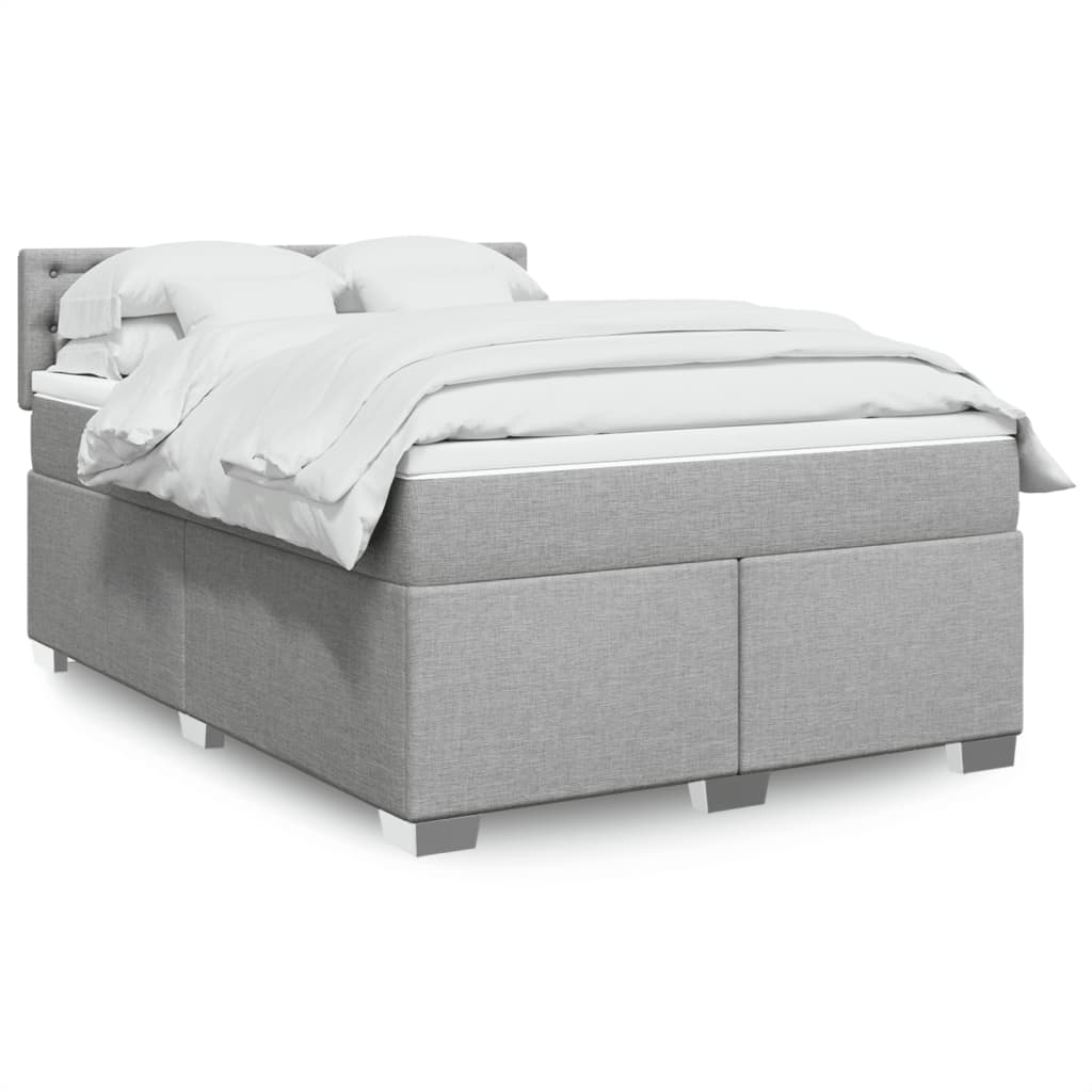 Krevet box spring s madracem svjetlosiva 160x200 cm tkanina
